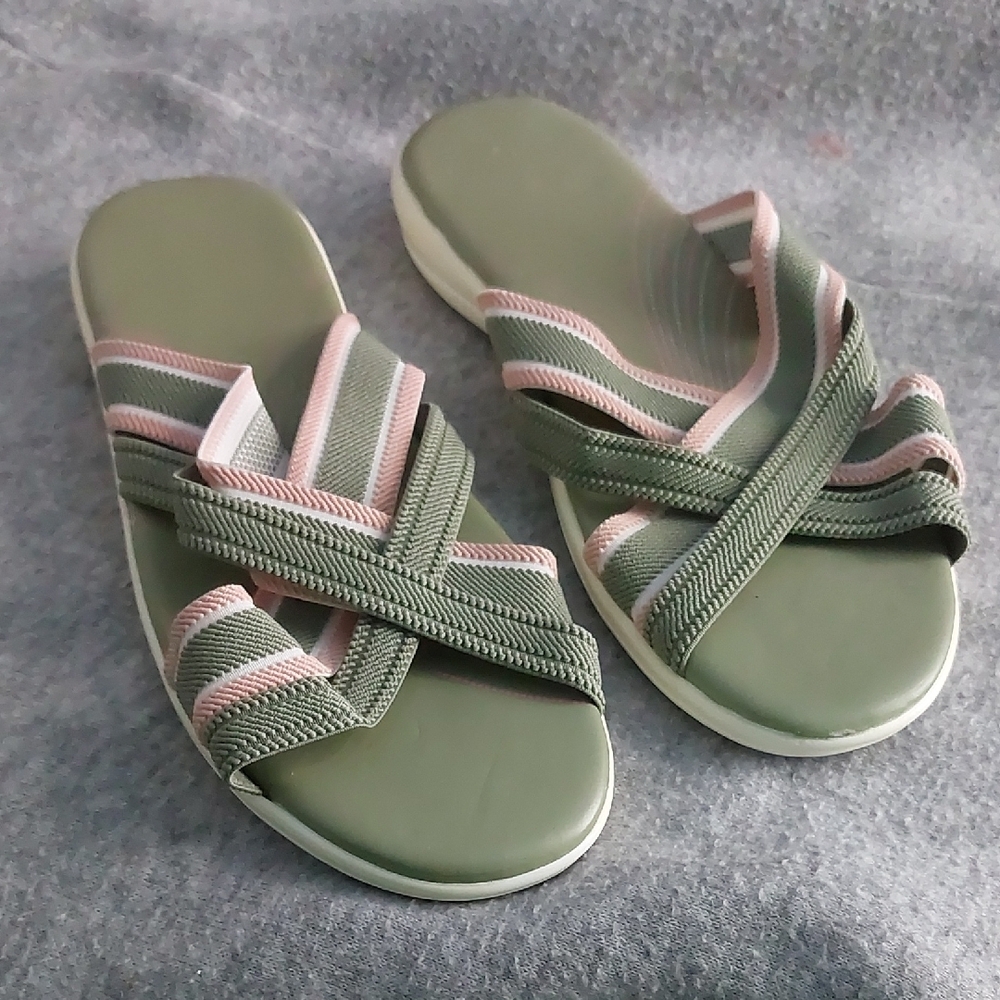 Women's Green and Pink Sandals